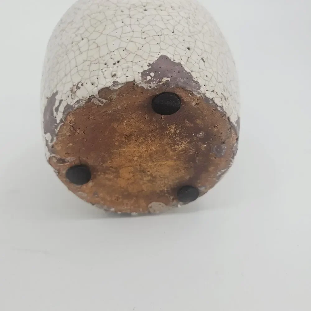 Vintage Art Pottery Crackle Vase Cream White Clay Shabby Chic Moody Boho 6
